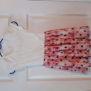 Girls size 8 dress white with flowers